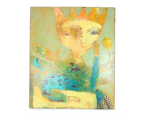 Svetlana Rumak, Ukraine Russian School, b.1969, 'The Sailor's Bride', surrealist portrait of a crowned bride with dragonfly w