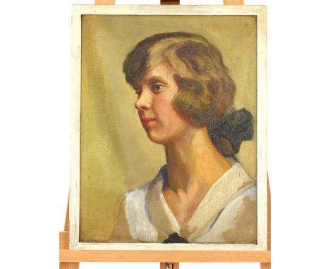 After Henri Marcel, French, portrait of a young girl, oil on canvas, info verso stating Maud Marie Harris Weston, Henri Marce