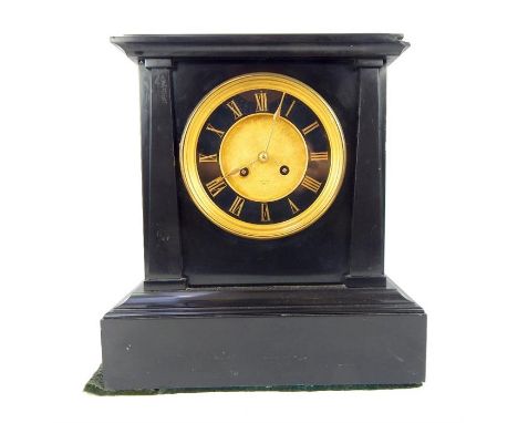 Late Napoleon III mantel clock, brass mechanism with marks for Henry Marc of Paris, striking on a bell, gilded 14cm dia dial 