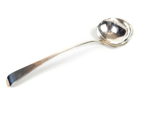 A large Georgian Old English silver soup ladle, Stephen Adams, London 1808, 33cm long.