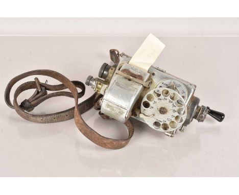 A Mid-20th Century Bus Conductor's Ticket Machine, serial 295, complete with leather carry strap