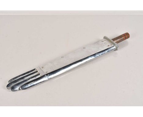 A Vintage Glove/Sleeve Iron by Ashley Brothers of Yeovil, in chrome, marked for 230 volts, 51cm H