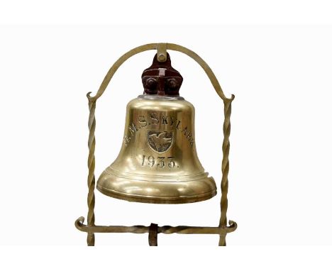 HMS Skylark, the 1930s Minelaying Tender's Bell, marked 'HMS SHYLARK 1933' to the front, and with Broad Arrow to the reverse,