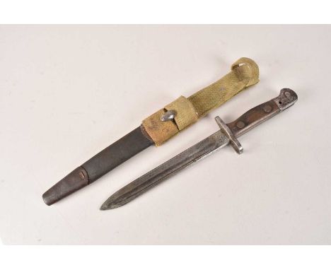 A 1907 Converted Trench Fighting Knife, by Wilkinson, 20.5cm long blade, complete with scabbard and frog, no postage for this