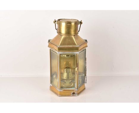 A WWII Alderson & Gyde Ltd Brass Ships Lantern, dated 1941, stamped to the top and the burner, 40cm H excluding handle