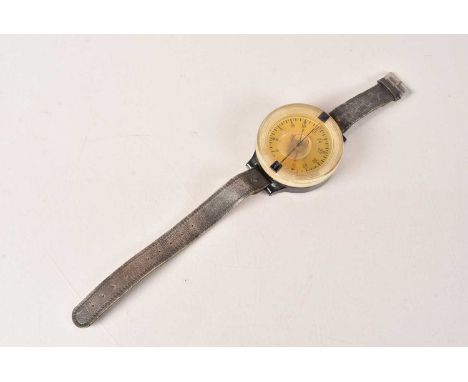 A German Luftwaffe AK39 Armband Compass, serial FI 23235-1, 6cm diameter, in leather strap