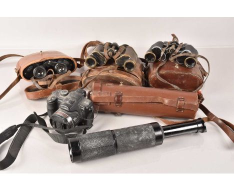 An assortment of Optical Equipment, including three pairs of Carl Zeiss Binoculars, one inscribed 'Capt, Allenby, 1st Sea Hig