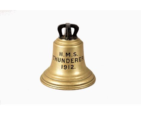 H.M.S Thunderer, 1912, Ship's Bell from the fourth and last Orion-Class Dreadnought Battleship, with brad arrow to the revers
