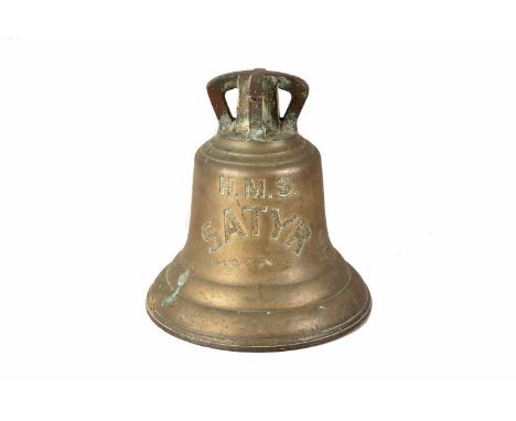 H.M.S Satyr, Ship's Bell from the WWI R-Class Destroyer, having small Broad Arrow stamp to the top, name to the front with lo