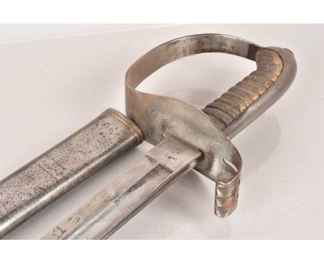 A Bulgarian Cavalry sword by Zelinka, dated 14, having 82cm long single fullered blade, with fish skin grip, complete with sc