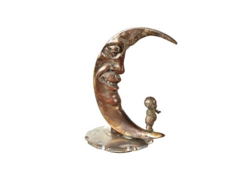 Baby in the Moon' Car Mascot, by R.Sertorio, c.1920s, bronze, with plating, marked with makers name to either side, mounted o