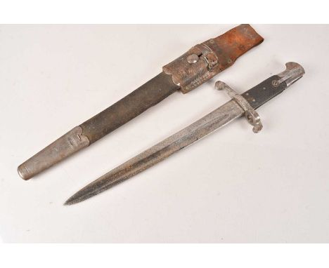An 1856 Pattern Cadet Yataghan, marked '3' to the guard, complete with scabbard and Pattern 14 Frog, no postage for this lot,