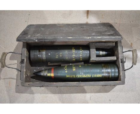 Two Inert Drill Rounds, having stencilled lettering '4.5 (SL) N.3 RDX'TNT 3. MZ .3697 G.D 2.54 Dummy Representative, having f