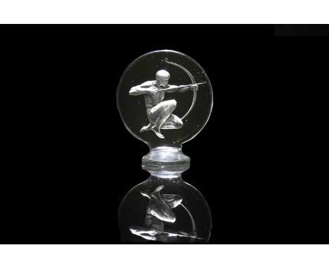 A Lalique Glass Car Mascot, titled 'Archer', circa 1920s-30s, having signature 'R. Lalique, France', with glass stock no.1126