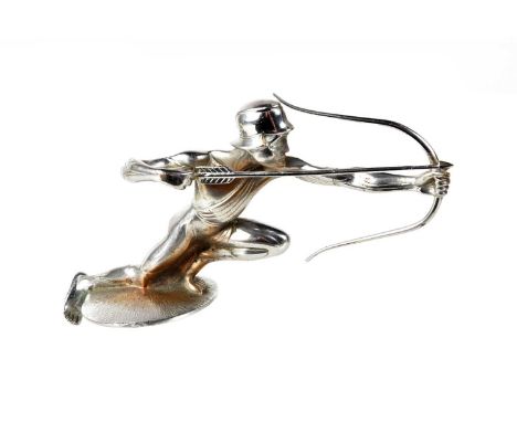 A Pierce-Arrow 'Archer' Car Mascot, nickel plated brass, stamped to the base 'The Pierce-Arrow Motor Car Company, COPR', 20cm