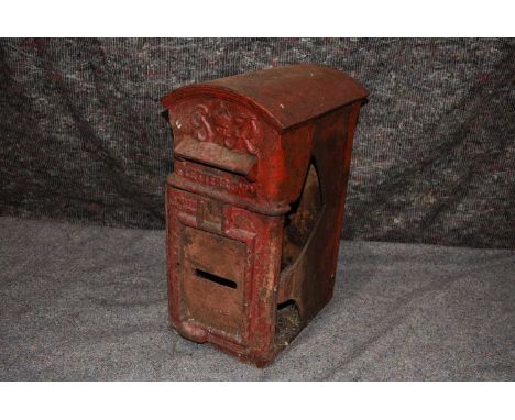 A Scarce cast iron George VI Lamp Post mounted Letter Box, circa 1930s, with damages,none of the broken pieces are present, s