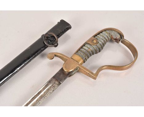 A WWI Imperial German Dress Sword, having a W K & C marked 79cm long double fullered blade, fish skin and wire grip, with bra