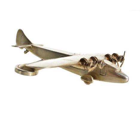 A Vintage Four Engine Aeroplane Car Mascot, possibly modelled as an Armstrong Whitworth.15 Atalanta, unnamed, missing one pro