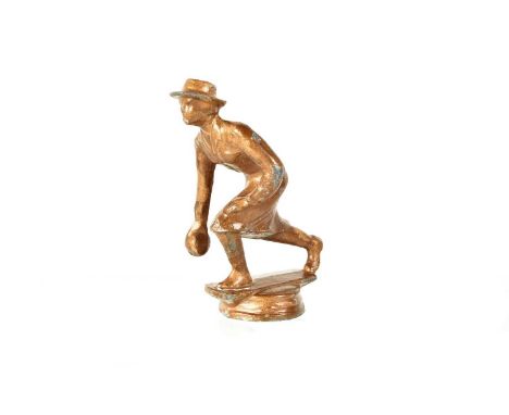 A Vintage Car Mascot, in the form od a Lady playing Bowls, no makers name, 10cm H