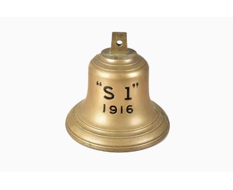 A WWI Submarine Bell, marked 'S1 1916', with Broad Arrow to the reverse, possibly for the experimental submarine HMS Swordfis