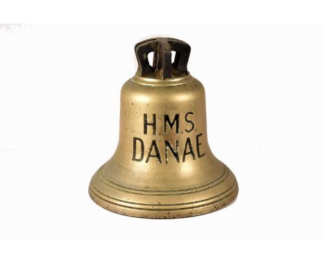 H.M.S Danae, Ship's Bell from Lead ship of the Danae-Class Cruisers (also known as the D Class), with large broad arrow stamp
