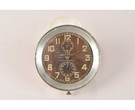 A Scarce Pre-WWI Cockpit mounted 'Time of Trip' clock, by Birch &amp; Gaydon Ltd, marked with a broad arrow and 'AD' for Air 