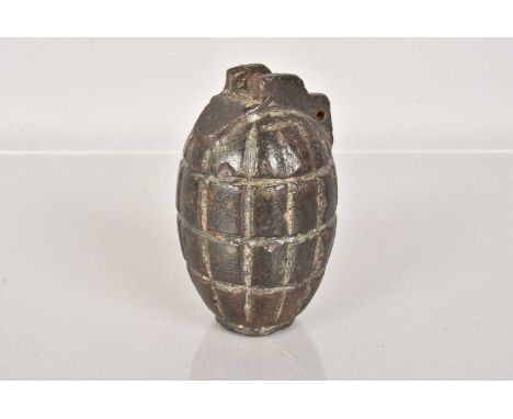 An inert WWI No5/No23 Mills Drill Grenade, missing base plug, 588g