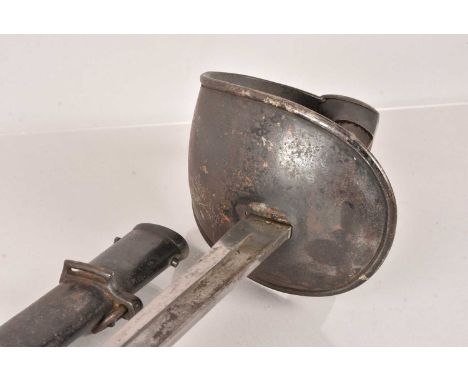 A WWI Period Spanish Artillery sword by Toledo, having large hand guard, with serial number 31477 to the blade, other side al