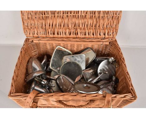 An assortment of Vintage Car mirrors, comprising Rear View and Side Mirrors, including some pairs, mainly Desmo examples (par