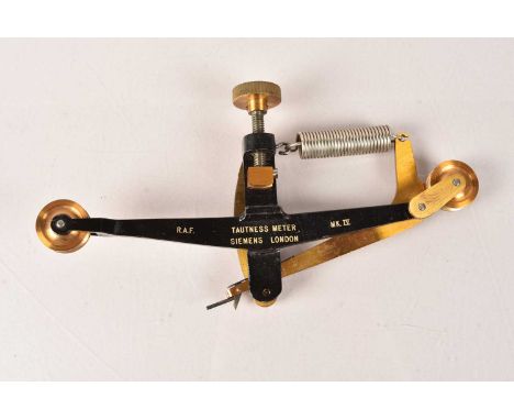 A Royal Air Force (RAF) Mk.IV Tauntness Meter by Siemens of London, stamped 'A' over broad arrow and 'ALD 65S'