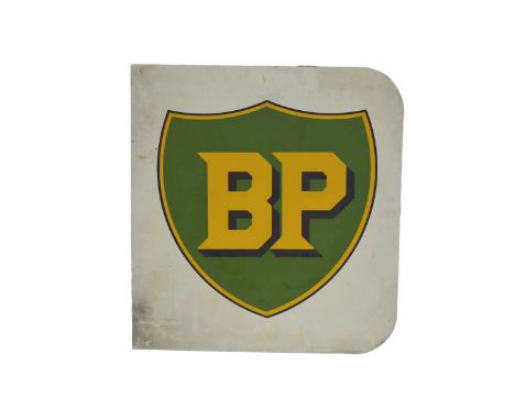 BP, a single sided aluminium sign depicting their Shield Logo, circa 1947-1961, having mounting/hanging holes to the left, wi