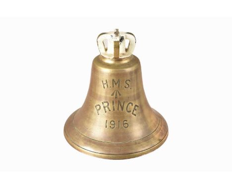 H.M.S Prince, 1916, the bell from the Repeat Admiralty Destroyer, Dated 1916, with broad arrow, 27cm Hclapper is present