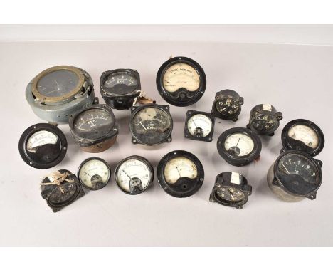 An assortment of WWII Period and later Military issue dials, including a Compass, Air Speed and Volt Meters etc (parcel)