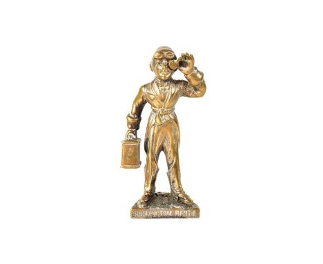 A 'Burlington Bertie' mascot, British, bronze figure, previously nickel plated, 9cm, with Regd No. 683158some of the plating 