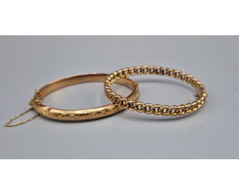 A 9ct gold bangle together with another similar bangle, 16.6 grams 