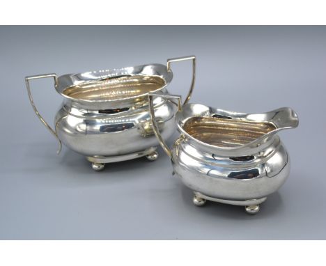 A George V Silver Two Handled Sucrier together with a matching cream jug, Birmingham 1924, 11 ozs. 