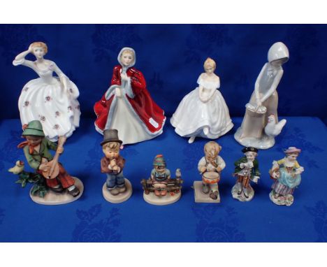 A COLLECTION OF GOEBEL 'HUMMEL' FIGURES, AND OTHER FIGURINES including Nao, Doulton, and others 