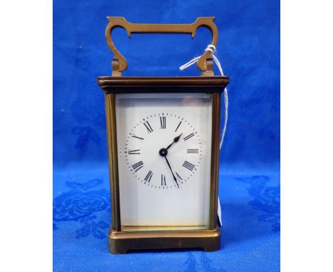 A FRENCH CARRIAGE CLOCK 11 cm high (not running, no key)