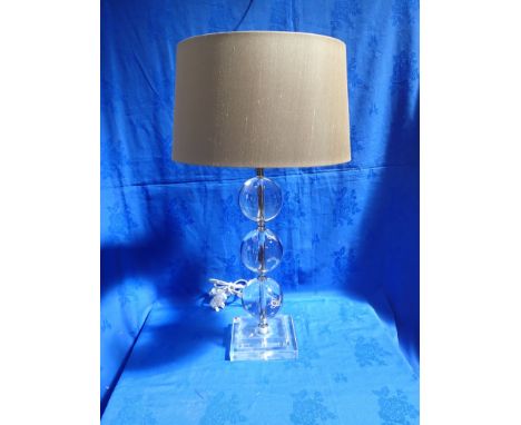 A MODERN GLASS TABLE LAMP BY 'NEPTUNE' with shade 60cm high, incl. fitting