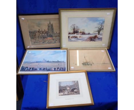 AFTER FRANK BRANGWYN (1867-1956) 'Pont Neuf, Paris' monogrammed lower right, coloured print, 11.5cm x 16cm with a Howe Bennet