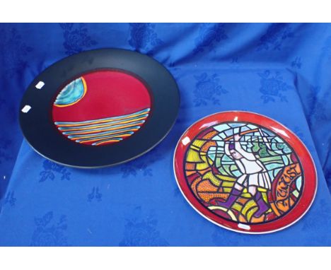 A POOLE POTTERY 'MILLENNIUM' CHARGER PLATE together with a Poole Pottery Medieval Calendar plate 