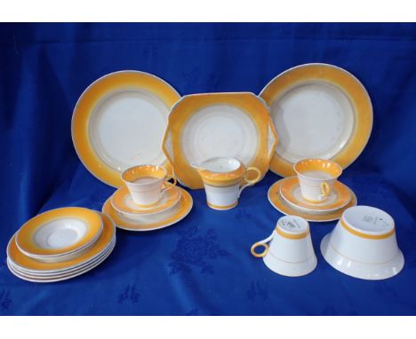A QUANTITY OF SHELLEY HARMONY WARE (one cup and sugar basin cracked, some paint wear)