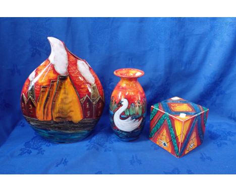 ANITA HARRIS: POOLE POTTERY ART PIECES (3) tallest 30.5cm high 