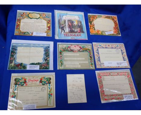 A COLLECTION OF 1930s AND LATER TELEGRAM FORMS with designs by Rex Whistler, Eric Fraser, Biro, Edward Ardizzone, Alan Sorrel