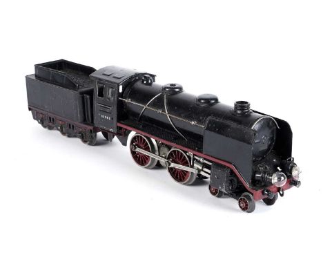 A Marklin 0-gauge 4-4-0 locomotive and six-wheel tender (E929/0), 13342 in black livery, three rail electric.Provenance: From