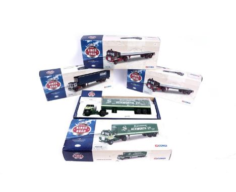 Four Corgi Kings of the Road 1:50 scale diecast model vehicles, all boxed, comprising: two 'Scammell Crusader Flatbed Trailer