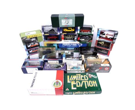 A selection of diecast model vehicles, all boxed, including: a Corgi Classics 'Ford Popular Van'; Cararama 'Ford Transit Van'