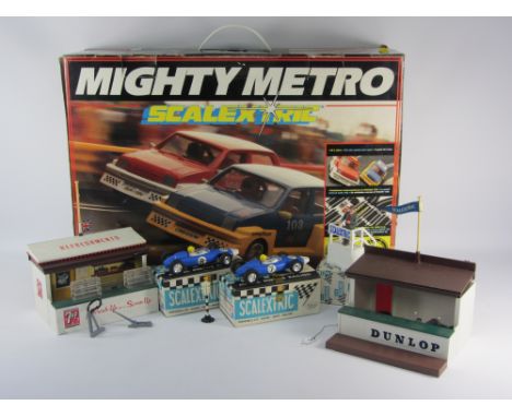 Scalextric Mighty Metro set with trackside and other accessories