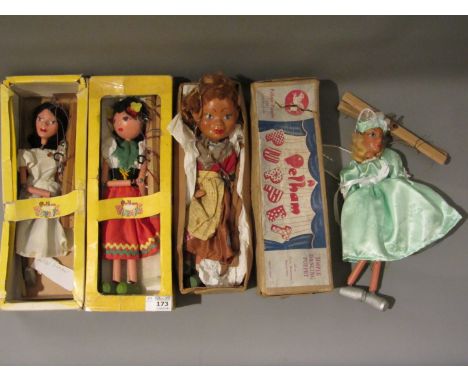 Pelham puppets - Gretel, Ballet Dancer and Gypsy boxed and a fairy puppet
