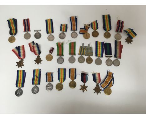 A large collection of first and Second World War medals + some German examples. Approximately 40 medals in total. Some of the